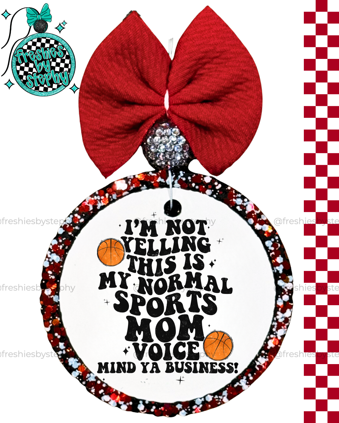 Funny Basketball Mom Car Air Freshener | Loud Basketball Mom Gift “I’m Not Yelling”