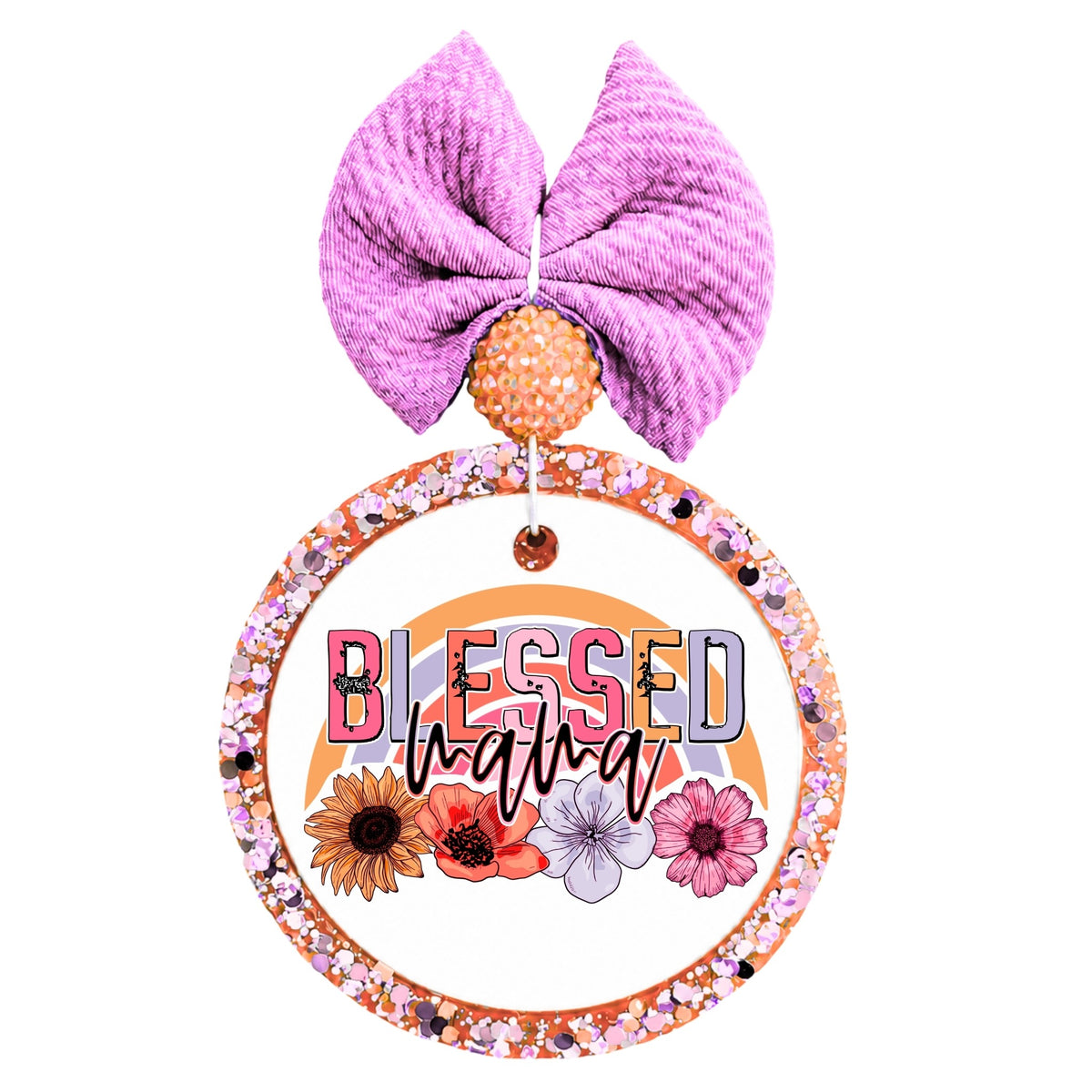 Blessed Mama colorful floral rainbow design.