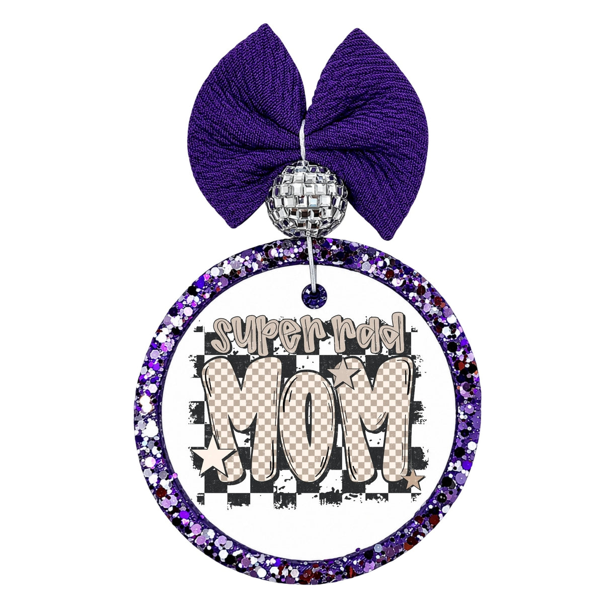 Super Rad Mom retro checkered design.