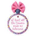 At least all the trauma made me hilarious pink script quote design.