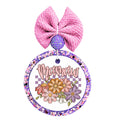 Mamaw script design with colorful flowers and purple checkerboard background.
