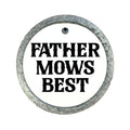 Father Mows Best bold black typography design.