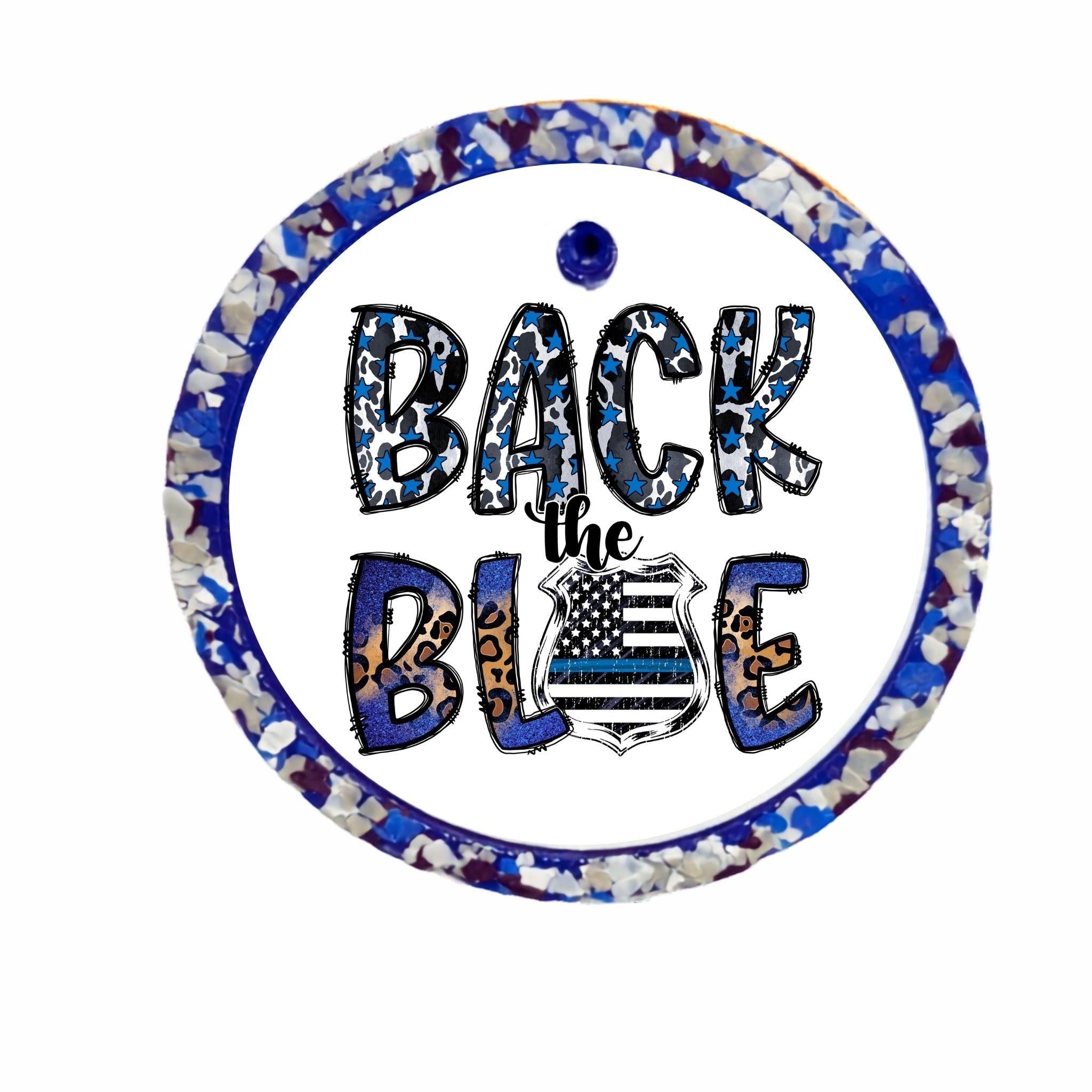 Back the Blue design with a thin blue line police badge.