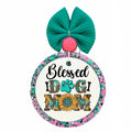 Blessed Dog Mom design with leopard print, sunflowers and turquoise accents.