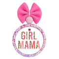 Girl Mama pink and leopard print typography design.