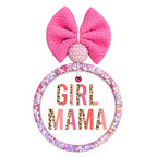 Girl Mama pink and leopard print typography design.