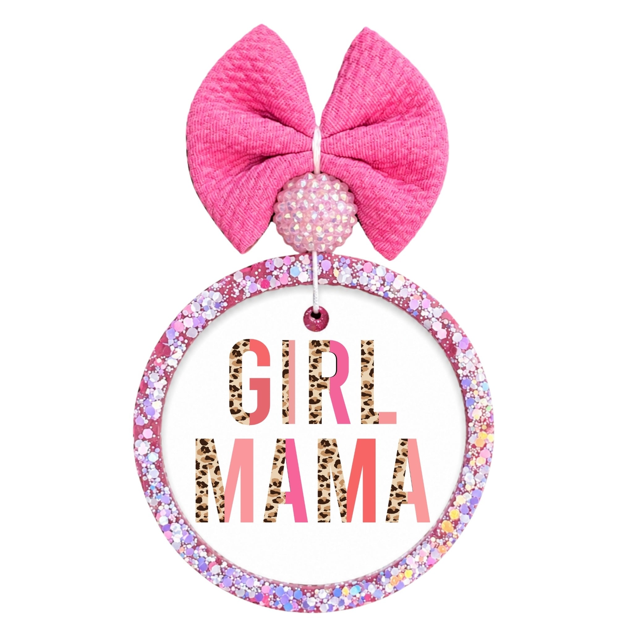 Girl Mama pink and leopard print typography design.