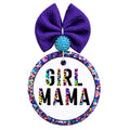 Girl Mama neon multicolor leopard print typography design.