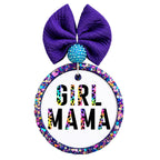 Girl Mama neon multicolor leopard print typography design.