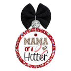Mama of a Hitter baseball design with leopard print lettering and baseball heart.