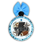 Grandma football design with helmet, football, stars and black lightning bolt.