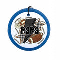 Papa football design with helmet, football, stars and black lightning bolt.