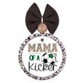 Mama of a Kicker soccer design with leopard print lettering and soccer ball.