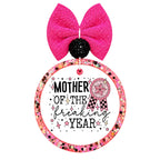 Mother of the Freaking Year design with pink award ribbon, stars and checkered detail.