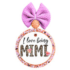 I Love Being Mimi design with leopard print letters and pink floral accents.