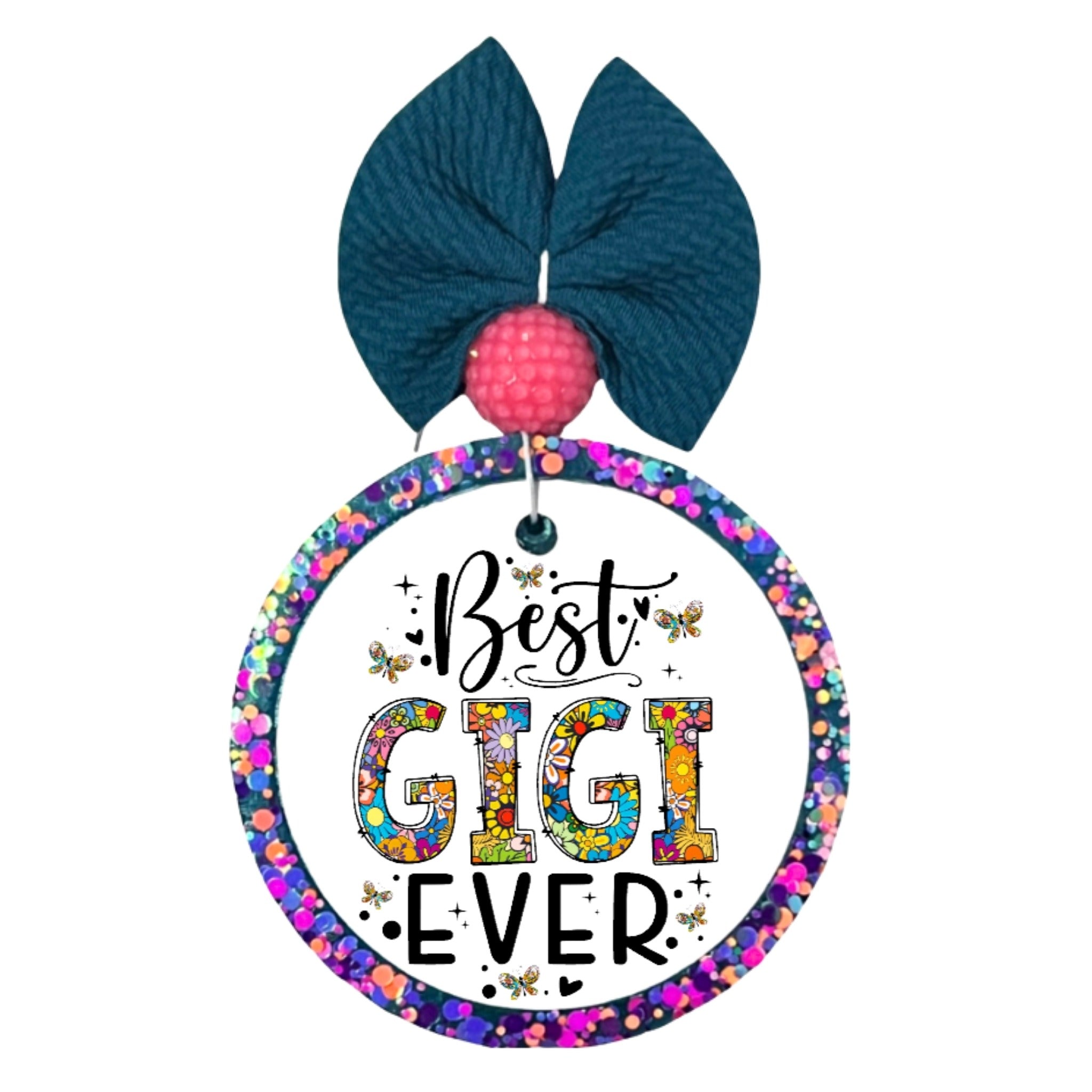 Best Gigi Ever design with colorful floral letters and butterflies.