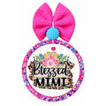 Blessed Mimi design with leopard print, gold stripes and pink flowers.