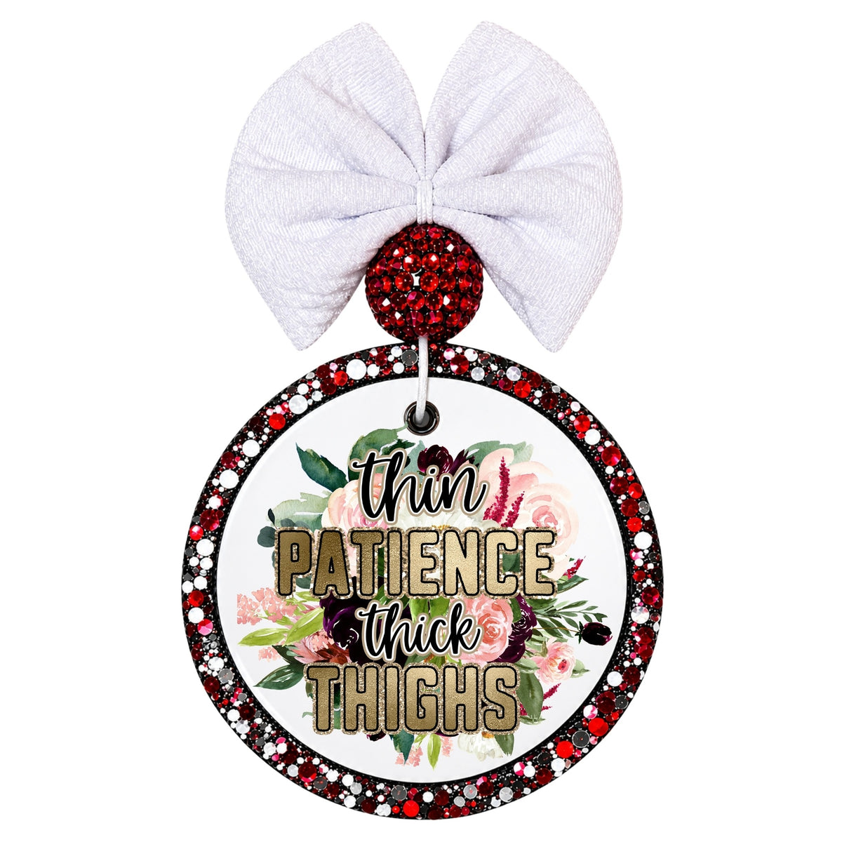 Thin Patience Thick Thighs floral quote design.