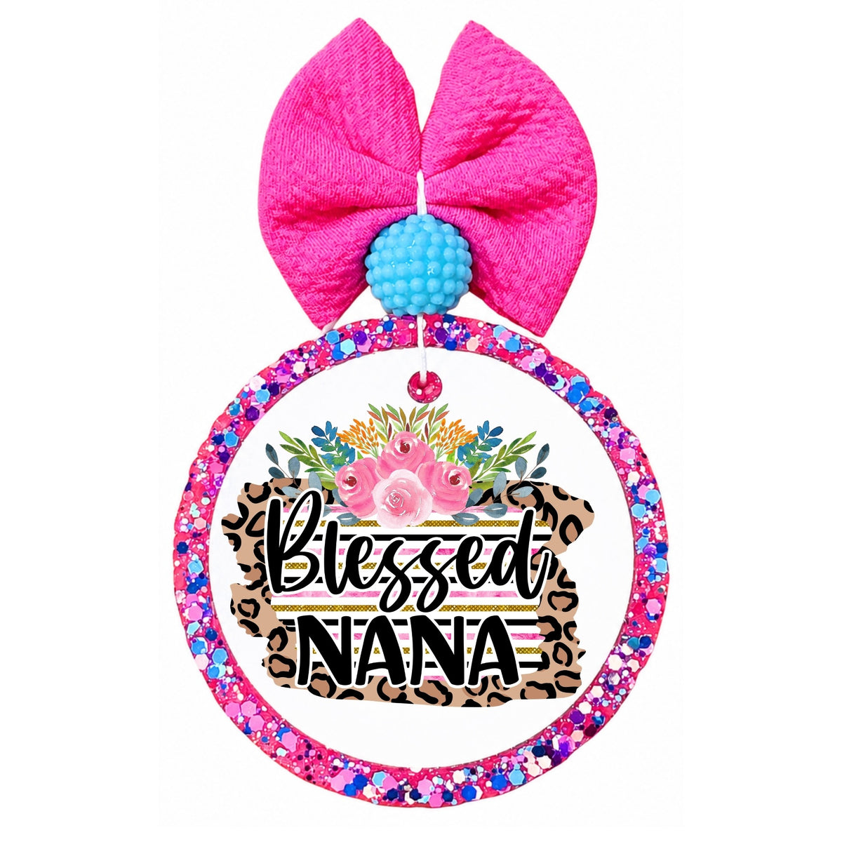 Blessed Nana floral leopard print design.