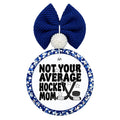 Not Your Average Hockey Mom graphic with hockey sticks, puck and stars