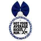 Not Your Average Hockey Mom graphic with hockey sticks, puck and stars