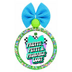 Pretty Petty and Probably Lost graphic with bow and checkerboard accents