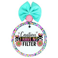 Caution I Have No Filter graphic with checkerboard, hearts and flowers