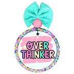 Over thinker text in colorful block lettering with stars.
