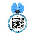 Not your average soccer mom text with a soccer ball and stars.