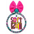 Softball mama text in leopard and bright yellow lettering with softball star accents.