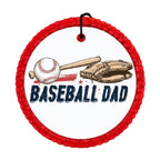 Baseball Dad text with baseball, bat, and glove.