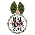 Best Mom Ever text over soft blush floral roses and greenery.
