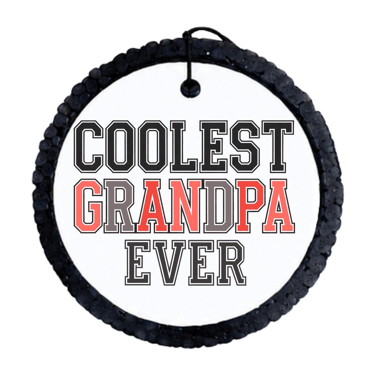 Coolest Grandpa Ever text in bold varsity-style lettering.