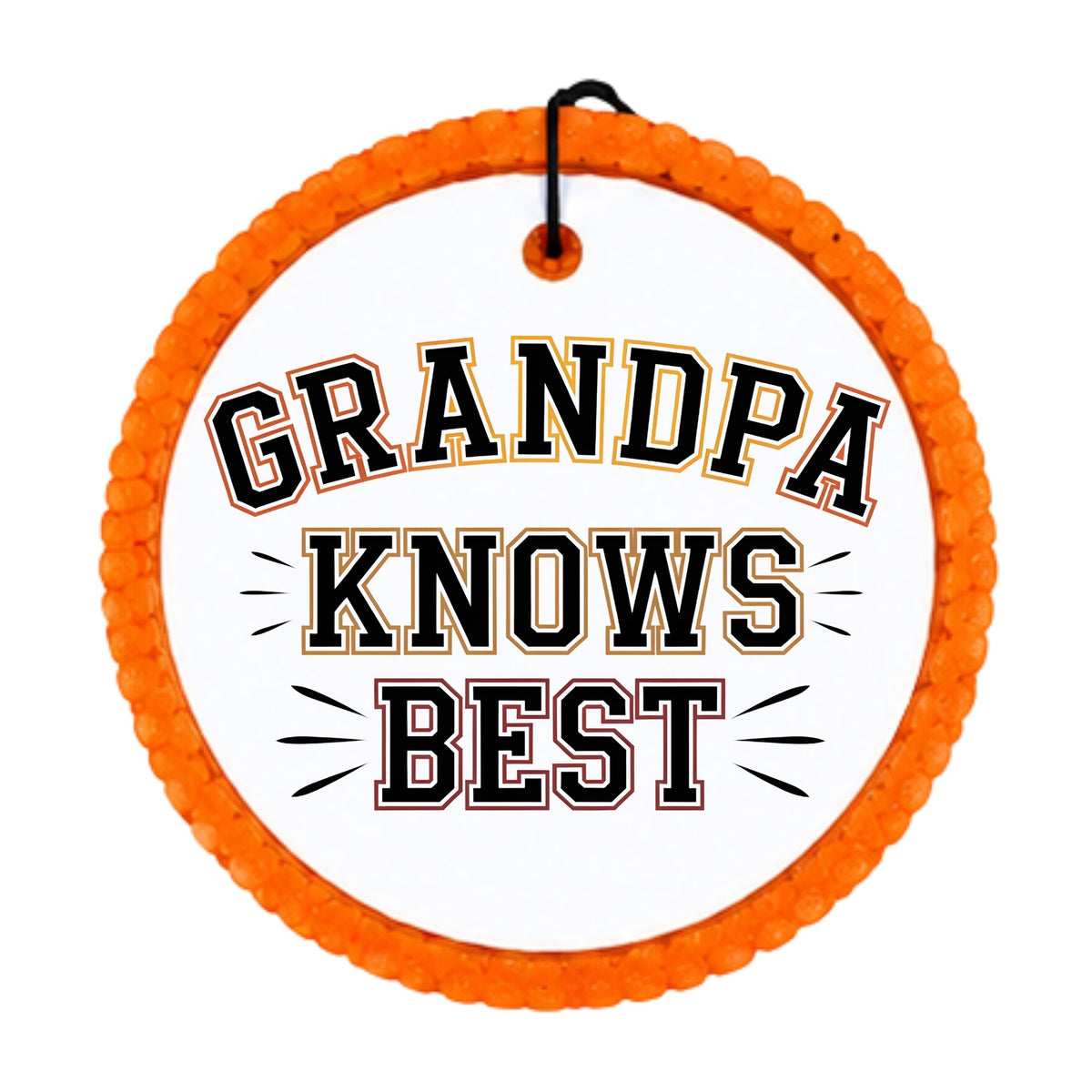 Grandpa Knows Best text in bold varsity-style lettering.