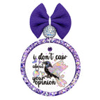 I Don't Caw About Your Opinion text with an iridescent crow, butterflies, stars, and potion bottle.