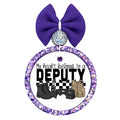 My Heart Belongs to a Deputy text with boots, radio, duty belt, bag, and deputy vest.