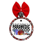 My Heart Belongs to a Paramedic text with shears, gloves, medical bag, stethoscope, and ambulance.