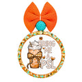Bring Me a PSL text with a pumpkin spice latte, gingham bow, and orange hearts.