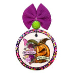 Sorta Sweet Sorta Spooky text with floral jack-o-lantern, flowers, fairy wing, and witch hat.