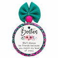 Besties quote saying we'll always be friends because you match my level of crazy with pink flowers.
