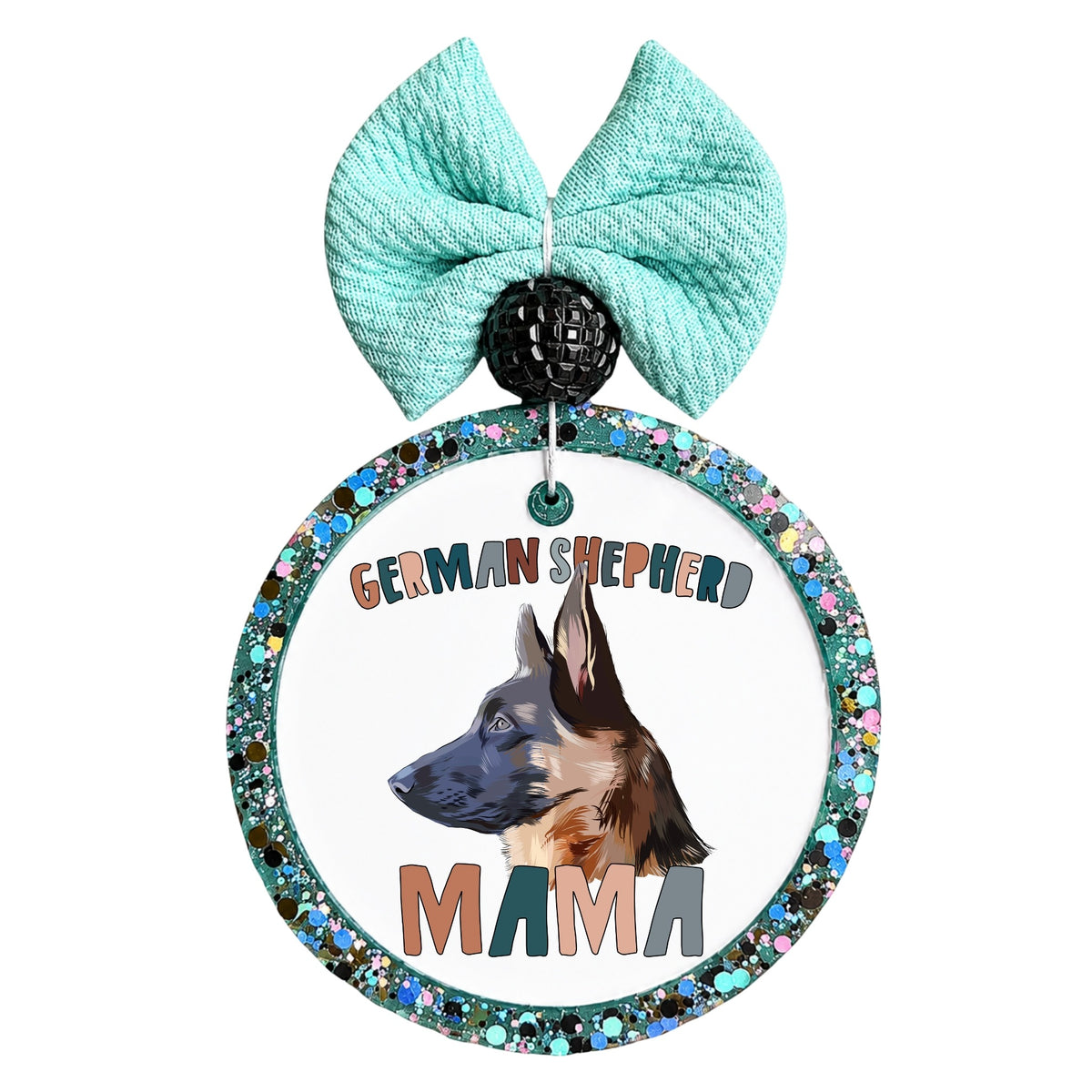 German Shepherd Mama design with a German Shepherd illustration and colorful lettering.