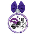 Purple lips and skeleton middle finger graphic with the words Bad Bitch Energy.