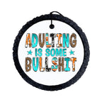 Western patchwork-style letters reading Adulting is some bullshit.