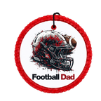 Football Dad design with a red, black and white football helmet and football.