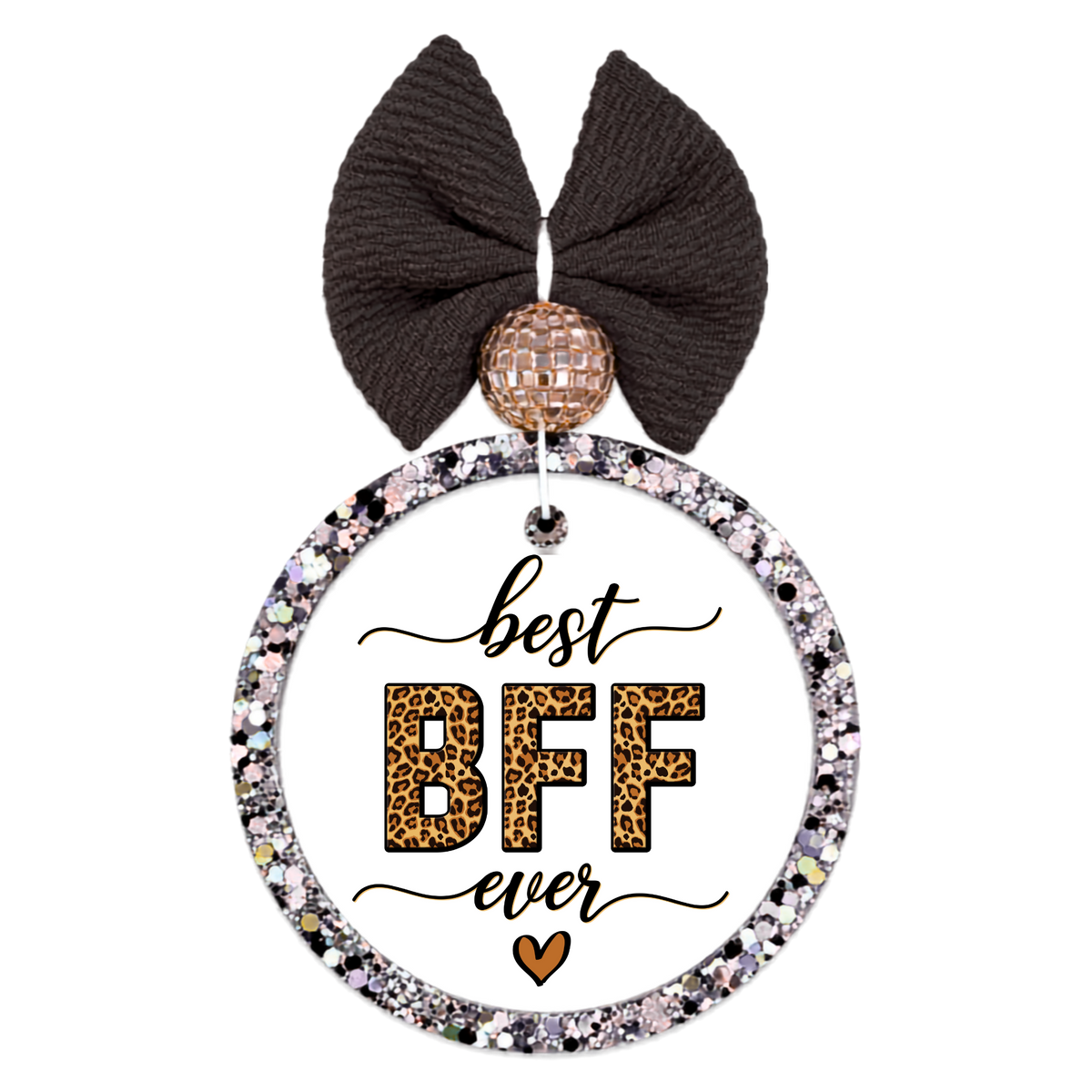 Best BFF Ever lettering with leopard print accents and a small heart.