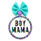 Boy Mama lettering with colorful leopard print accents.