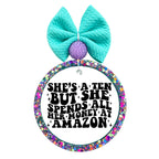 Retro text design that says She's a Ten but She Spends All Her Money at Amazon.