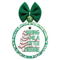 Bring Me a Little Debbie style text with a Christmas tree snack cake illustration.