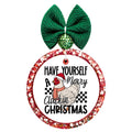 Have yourself a merry cluckin Christmas lettering with a chicken in a Santa hat and scarf, plus black-and-white checks.