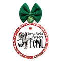 Sorry Santa I've been feral lettering with a mischievous raccoon wearing a Santa hat.